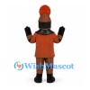 Knight Mascot Costume with Brown Armor and Red Plume