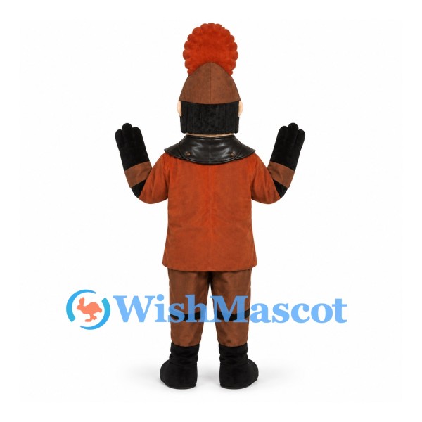 Knight Mascot Costume with Brown Armor and Red Plume