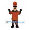 Knight Mascot Costume with Brown Armor and Red Plume