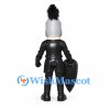 Knight Mascot Costume with Black Armor and Silver Helmet