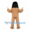 Man Mascot Costume with Black Hair and Geometric Trim Tunic