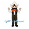 Cowboy Mascot Costume with White Hat and Dark Green Vest