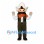 Cowboy Mascot Costume with White Hat and Dark Green Vest