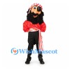 Pirate Mascot Costume with Red Shirt and Striped Bandanna