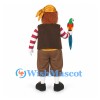 Pirate Mascot Costume with Striped Shirt and Brown Vest