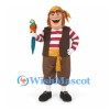 Pirate Mascot Costume with Striped Shirt and Brown Vest
