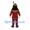 Man Mascot Costume with Burgundy Outfit and Feather Headband