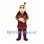 Man Mascot Costume with Burgundy Outfit and Feather Headband