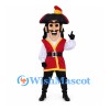 Pirate Mascot Costume with Red Vest and Black Tricorn Hat