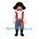 Pirate Mascot Costume with Red Striped Sash and Blue Pants