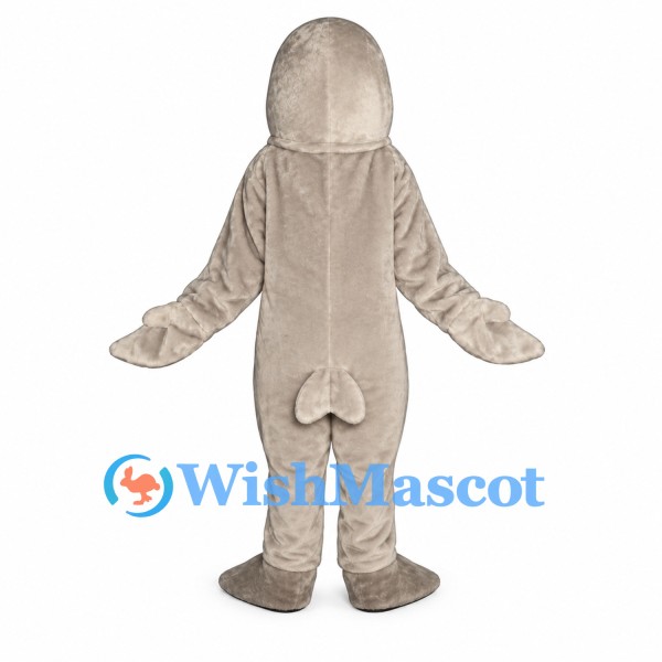 Seal Mascot Costume in Pale Gray with Dark Eyes