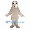 Seal Mascot Costume in Pale Gray with Dark Eyes