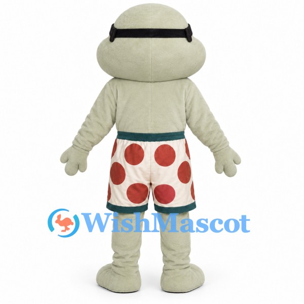 Seal Mascot Costume with Black Sunglasses and Red Polka Dot Shorts