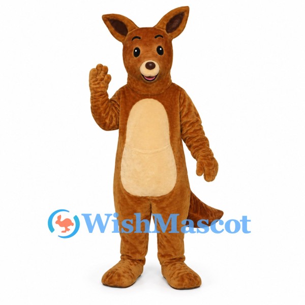 Kangaroo Mascot Costume in Brown with Cream Belly and Long Tail