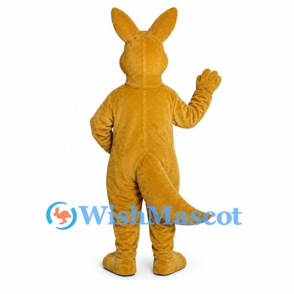 Kangaroo Mascot Costume in Gold with White Belly and Pouch