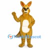 Kangaroo Mascot Costume in Gold with White Belly and Pouch