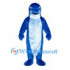 Dolphin Mascot Costume in Blue with White Belly and Back Fin