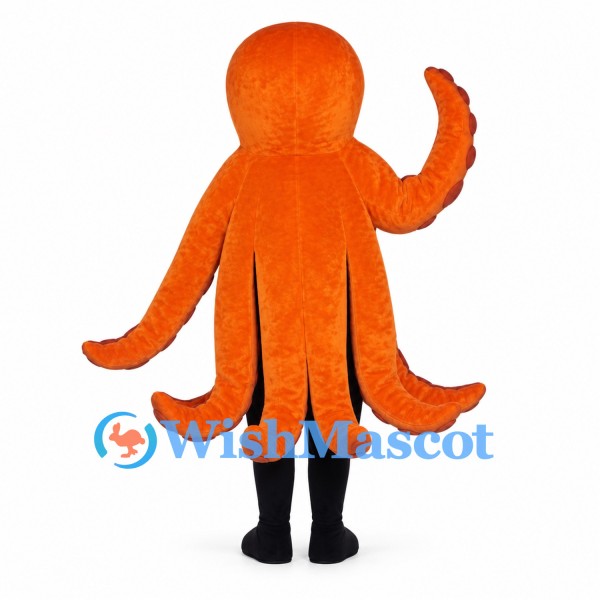 Octopus Mascot Costume in Orange with Multiple Tentacles