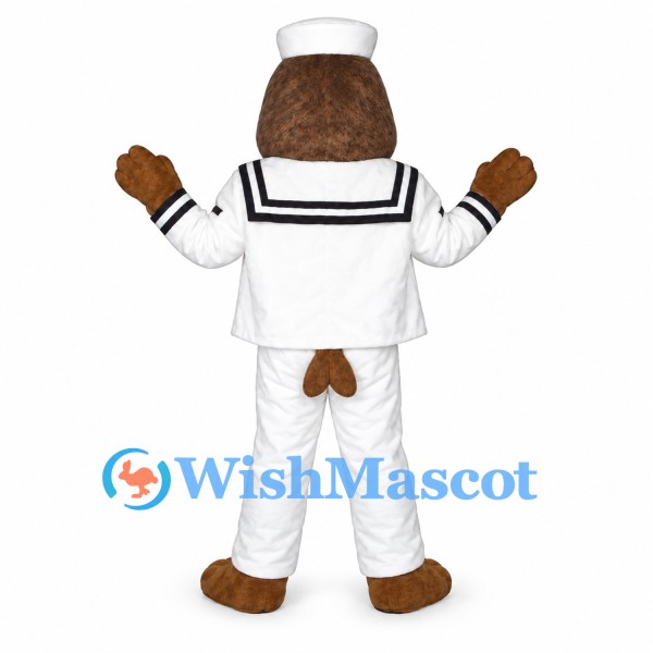 Seal Mascot Costume with White Sailor Uniform and Black Scarf