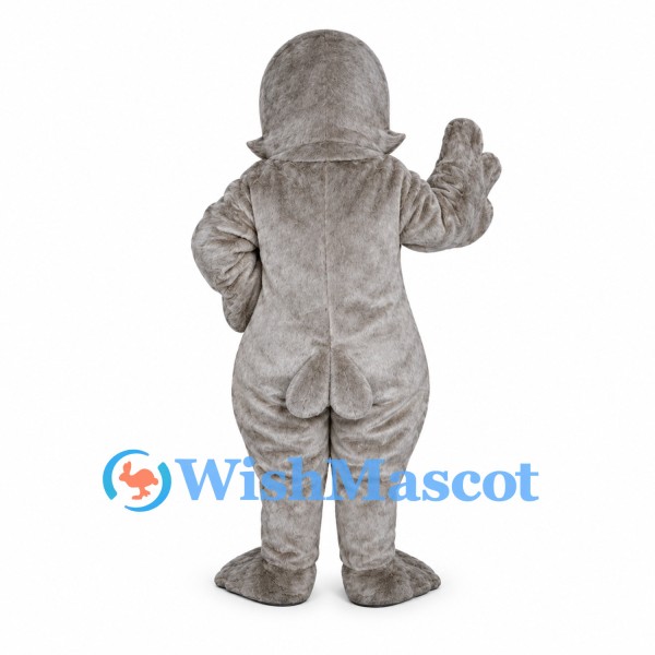 Walrus Mascot Costume in Gray with White Tusks and Whiskers