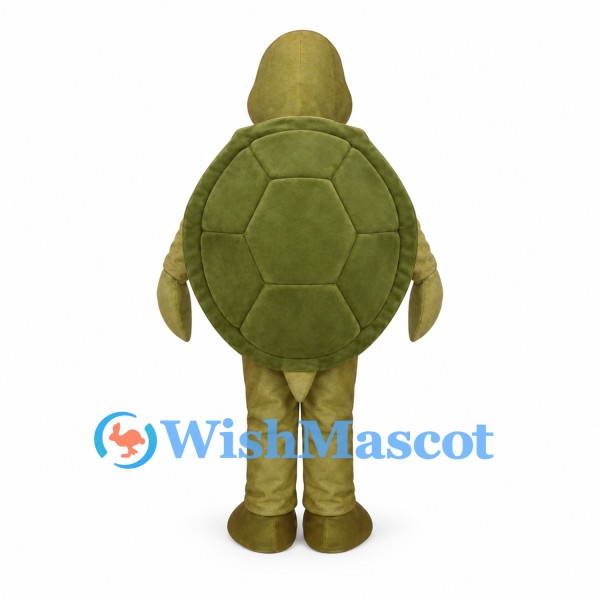 Turtle Mascot Costume in Olive Green with Cream Belly and Shell