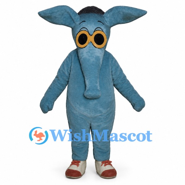 Aardvark Mascot Costume in Blue with Long Muzzle and Large Ears