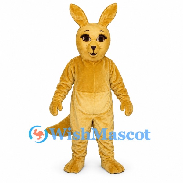 Kangaroo Mascot Costume in Yellow with Belly Pouch