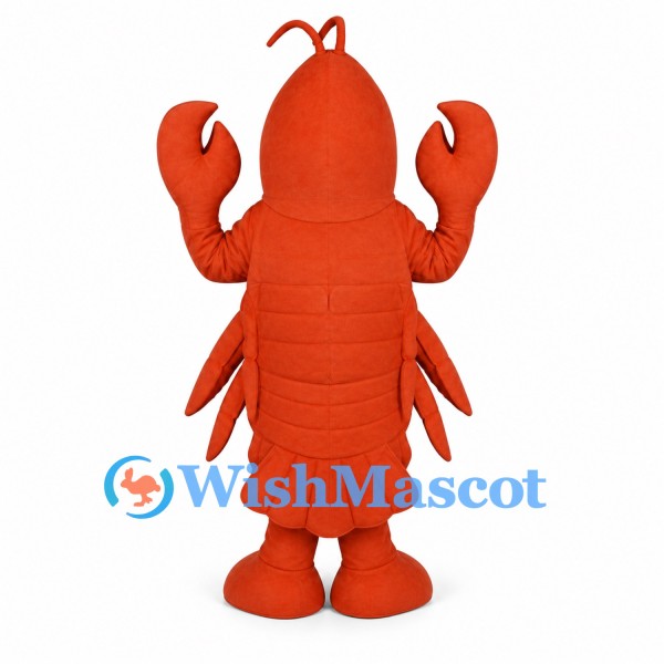 Lobster Mascot Costume in Red with Large Claws and Antennae