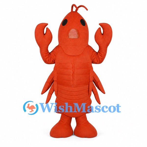Lobster Mascot Costume in Red with Large Claws and Antennae