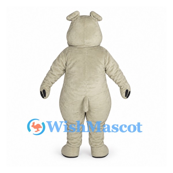 Hippo Mascot Costume in Gray with Large Muzzle and White Teeth