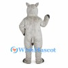 Rhino Mascot Costume in Gray with Horn and Rounded Ears