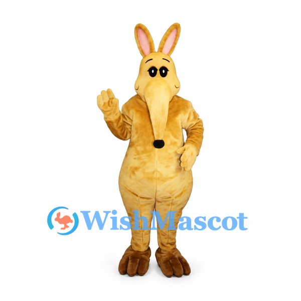 Kangaroo Mascot Costume in Gold with Long Muzzle and Tail