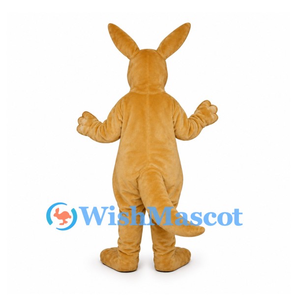 Kangaroo Mascot Costume in Tan with Cream Belly and Rounded Pouch