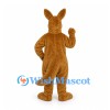 Kangaroo Mascot Costume in Brown with White Belly and Upright Ears