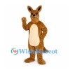 Kangaroo Mascot Costume in Brown with White Belly and Upright Ears