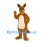 Kangaroo Mascot Costume in Brown with White Belly and Upright Ears