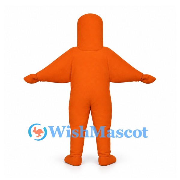 Ghost Mascot Costume in Orange with Black Smiling Face