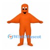 Ghost Mascot Costume in Orange with Black Smiling Face