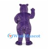 Hippo Mascot Costume in Purple with Tan Muzzle and White Teeth