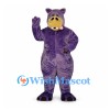 Hippo Mascot Costume in Purple with Tan Muzzle and White Teeth