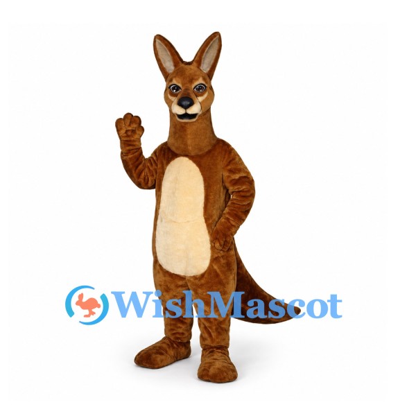 Kangaroo Mascot Costume in Brown with Cream Belly and Long Tail