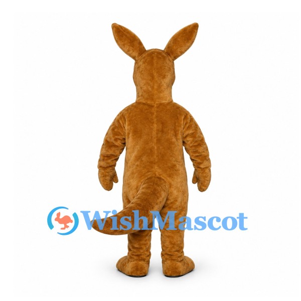 Kangaroo Mascot Costume in Tan with White Belly and Broad Ears
