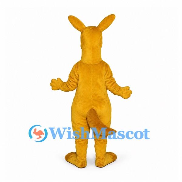 Kangaroo Mascot Costume in Gold with Belly Pouch and Long Tail