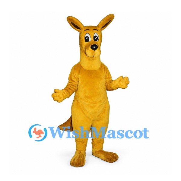 Kangaroo Mascot Costume in Gold with Belly Pouch and Long Tail