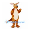 Kangaroo Mascot Costume in Orange Brown with White Belly and Pink Ears