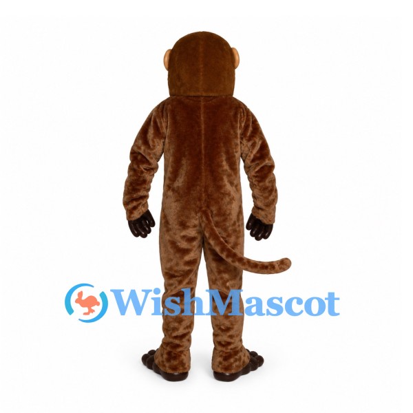 Monkey Mascot Costume in Brown with Rounded Face and Long Tail
