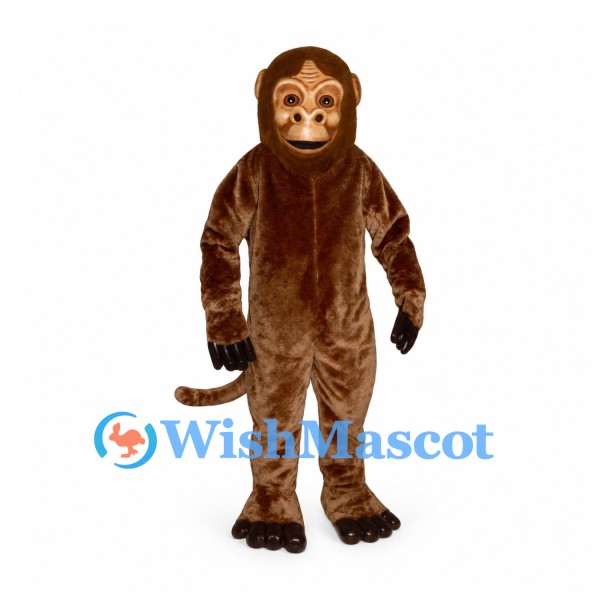 Monkey Mascot Costume in Brown with Rounded Face and Long Tail