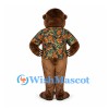 Monkey Mascot Costume with Floral Shirt and Black Sunglasses