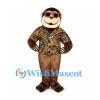 Monkey Mascot Costume with Floral Shirt and Black Sunglasses