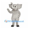 Elephant Mascot Costume in Gray with Large Ears and Raised Trunk
